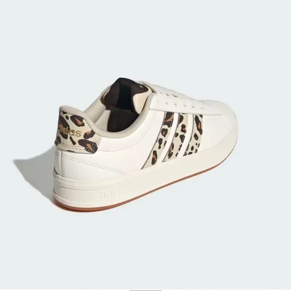 Adidas Women's Grand Court 3.0 White and Animal Print Sneakers - Picture 3 of 8